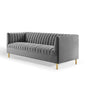 Shift Channel Tufted Performance Velvet Sofa, Velvet, Grey Gray, 19299