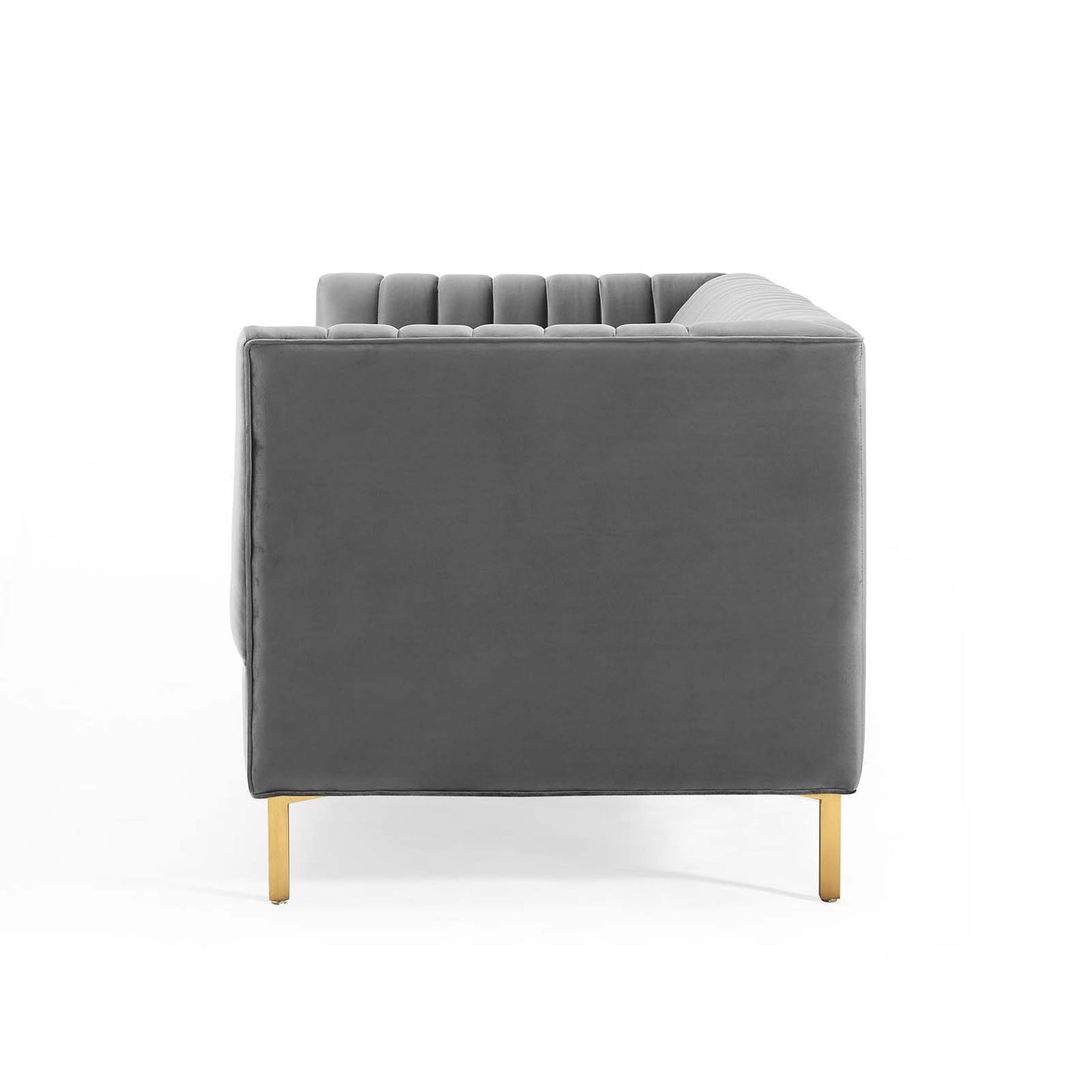 Shift Channel Tufted Performance Velvet Sofa, Velvet, Grey Gray, 19299