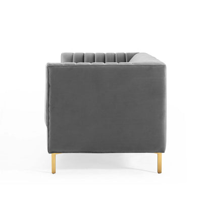 Shift Channel Tufted Performance Velvet Sofa, Velvet, Grey Gray, 19299