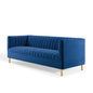 Shift Channel Tufted Performance Velvet Sofa, Velvet, Blue Navy, 19300