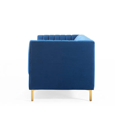Shift Channel Tufted Performance Velvet Sofa, Velvet, Blue Navy, 19300
