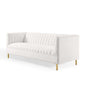 Shift Channel Tufted Performance Velvet Sofa, Velvet, White, 19302
