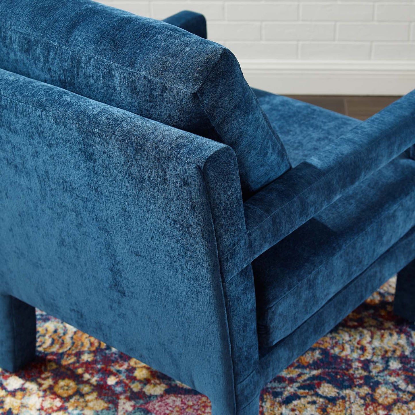 Rehearse Crushed Performance Velvet Armchair, Velvet, Blue Navy, 19304
