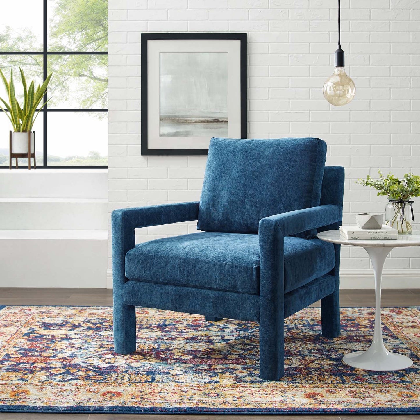 Rehearse Crushed Performance Velvet Armchair, Velvet, Blue Navy, 19304