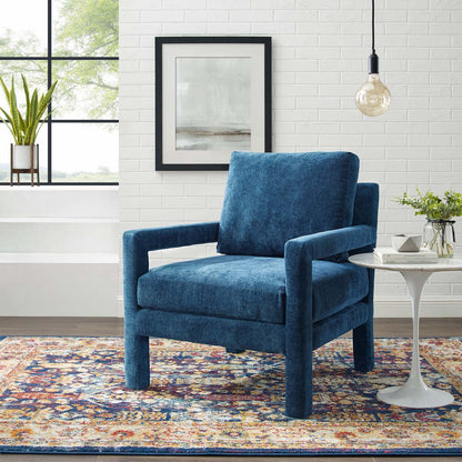 Rehearse Crushed Performance Velvet Armchair, Velvet, Blue Navy, 19304