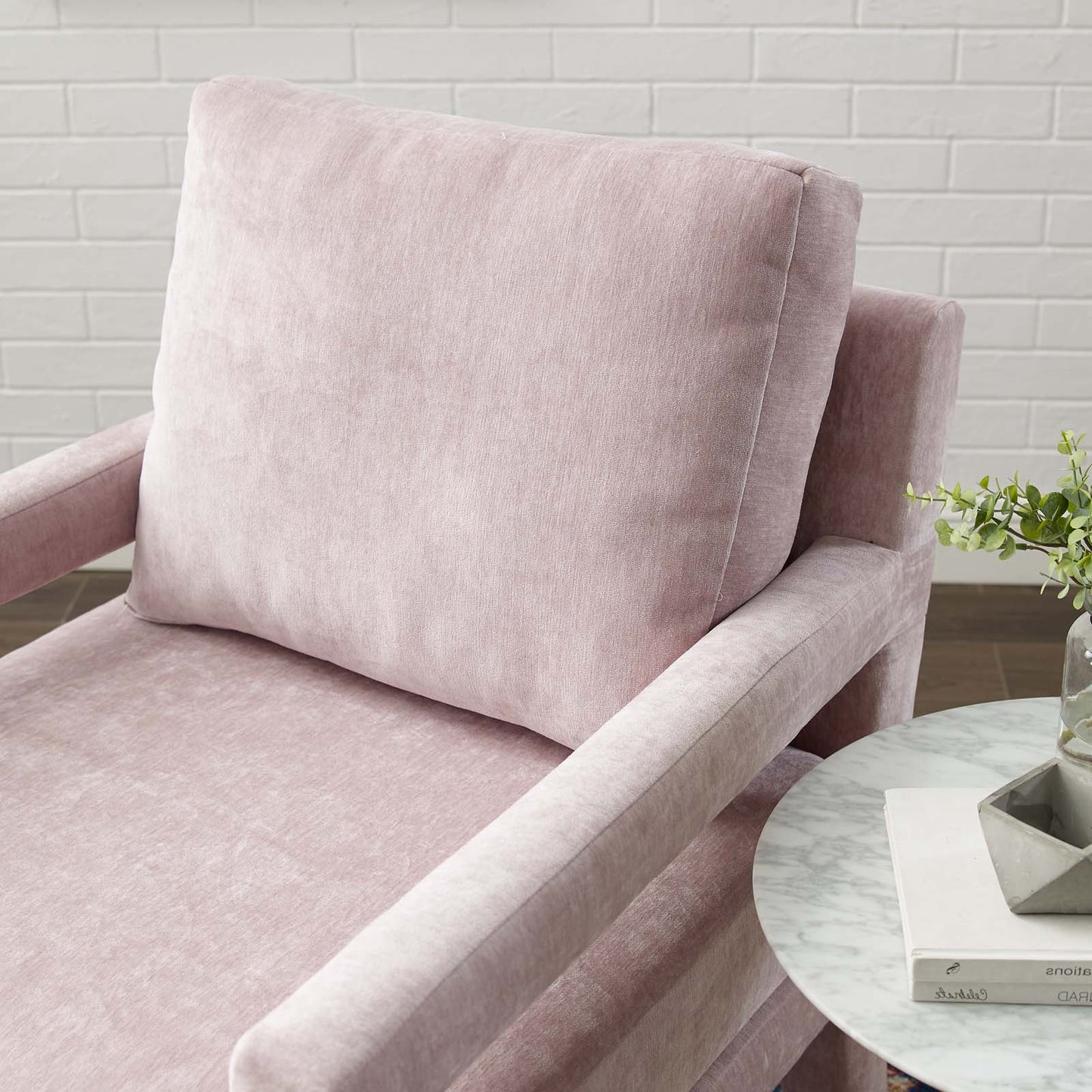 Rehearse Crushed Performance Velvet Armchair, Velvet, Pink, 19305