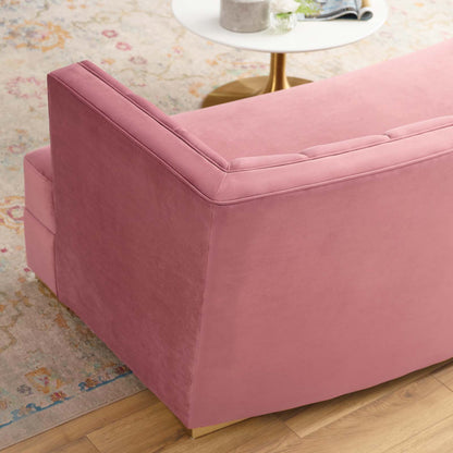 Encompass Channel Tufted Performance Velvet Curved Sofa, Velvet, Pink, 19306