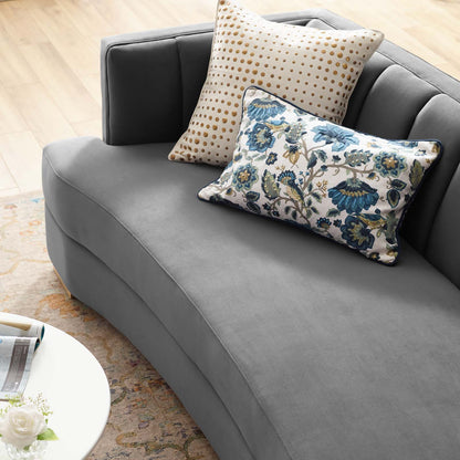 Encompass Channel Tufted Performance Velvet Curved Sofa, Velvet, Grey Gray, 19307