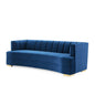 Encompass Channel Tufted Performance Velvet Curved Sofa, Velvet, Blue Navy, 19308
