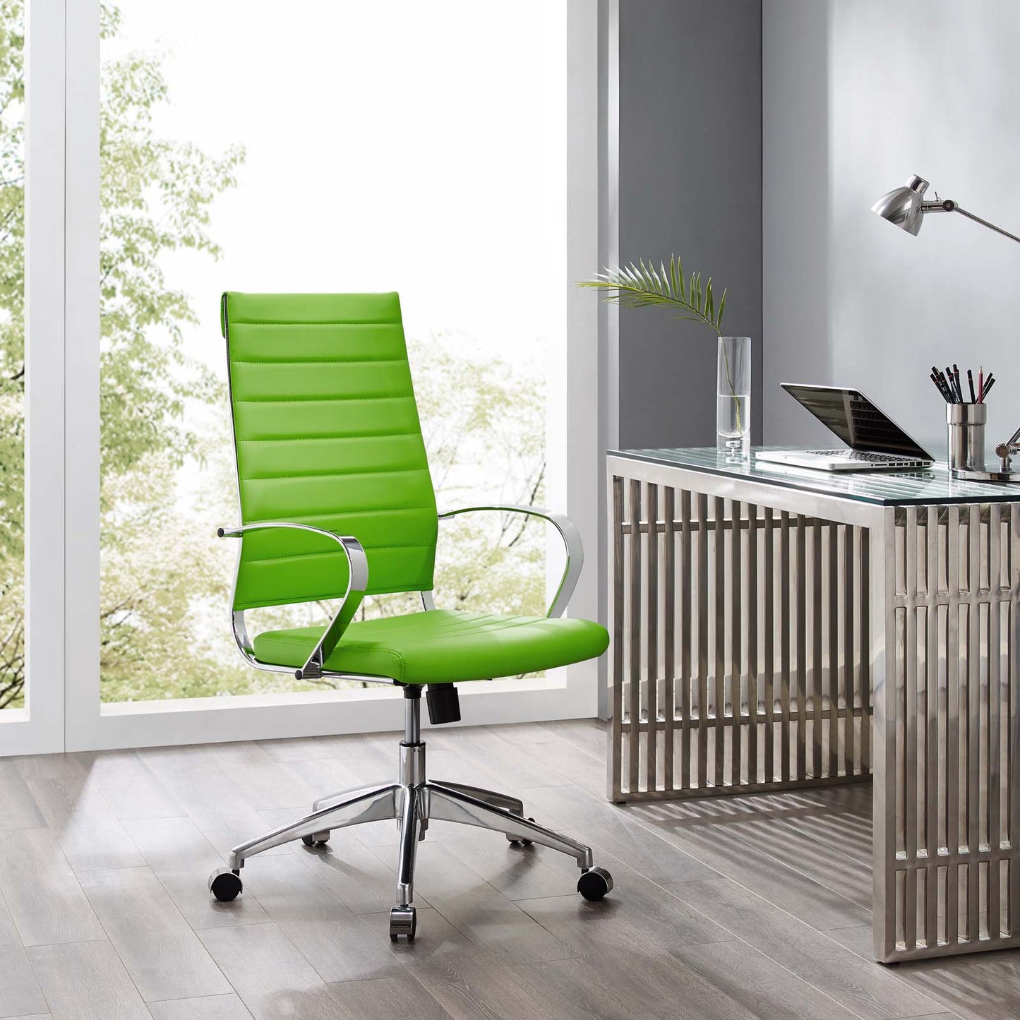 Jive Highback Office Chair, Faux Leather, Green, 19309