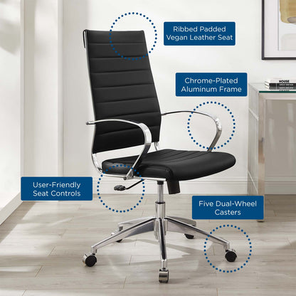 Jive Highback Office Chair, Faux Leather, Black, 19310
