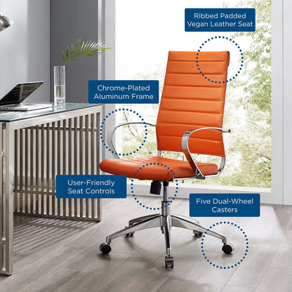 Jive Highback Office Chair, Faux Leather, Orange, 19313