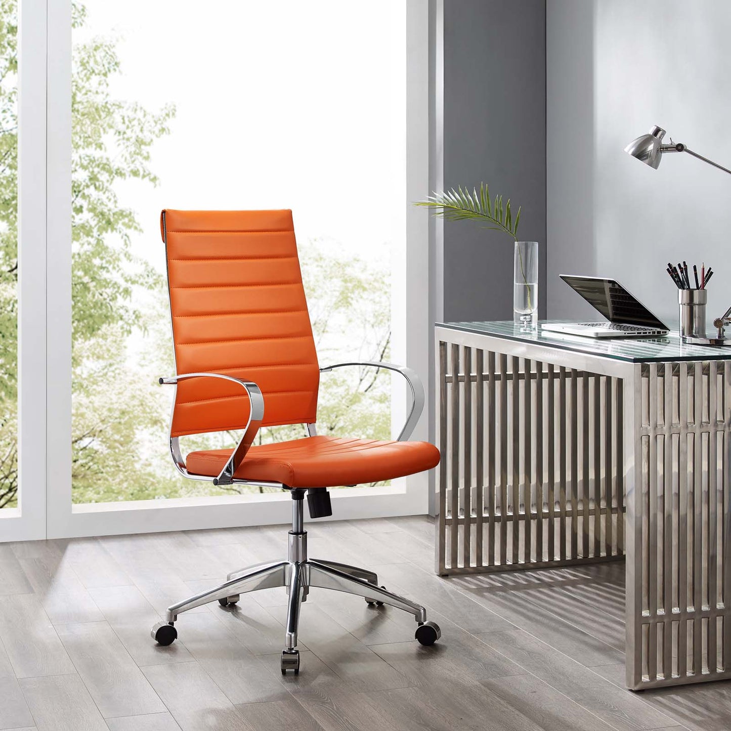 Jive Highback Office Chair, Faux Leather, Orange, 19313