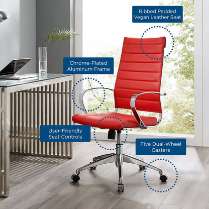 Jive Highback Office Chair, Faux Leather, Red, 19314