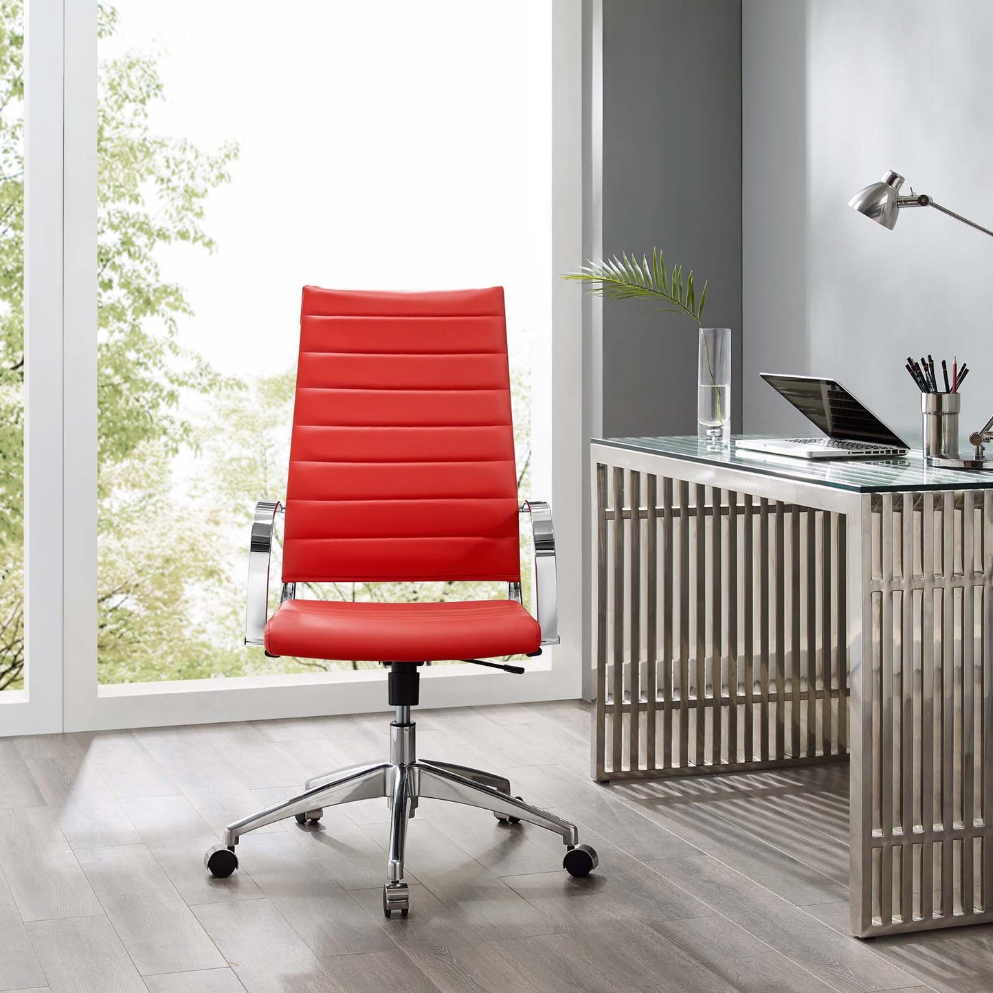 Jive Highback Office Chair, Faux Leather, Red, 19314