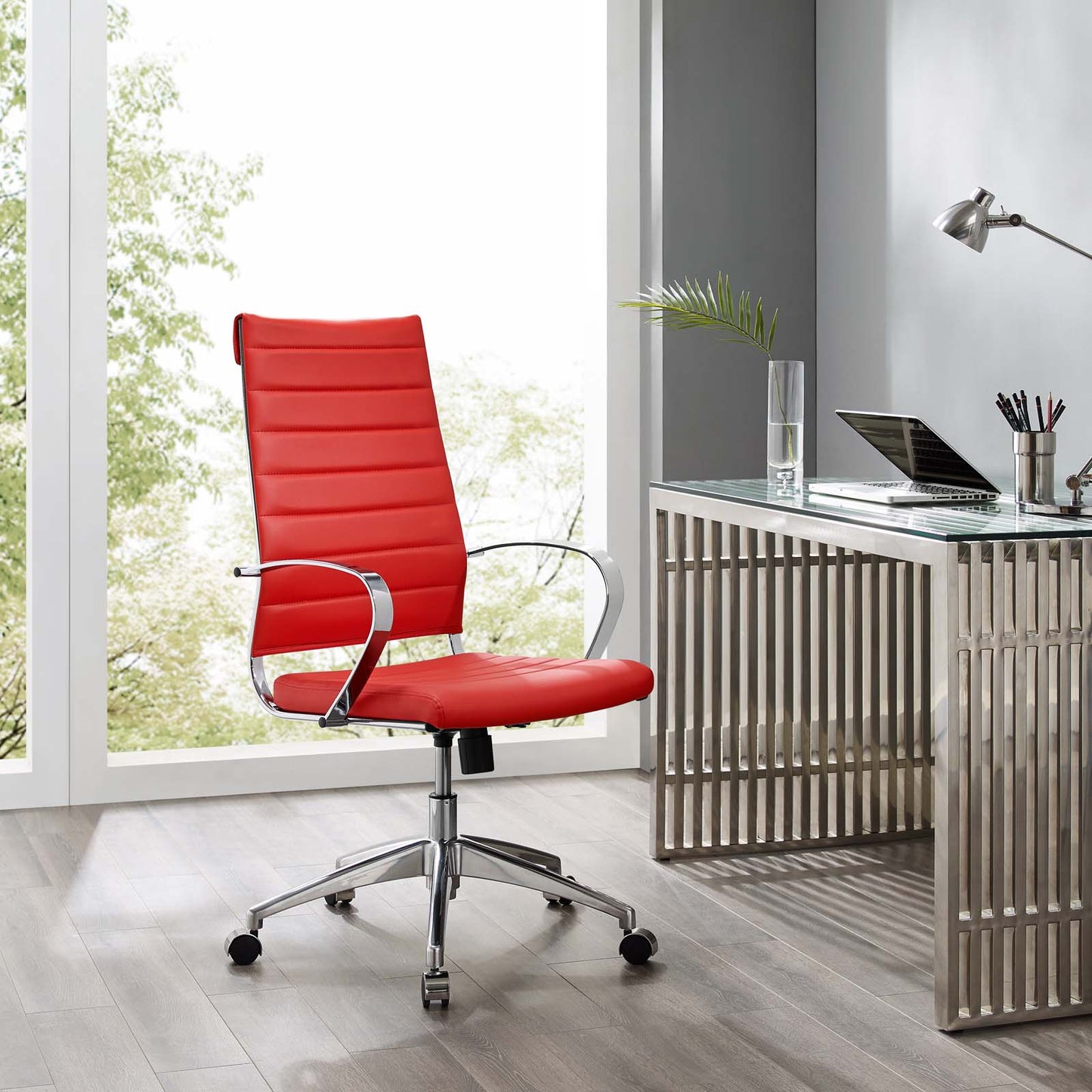 Jive Highback Office Chair, Faux Leather, Red, 19314