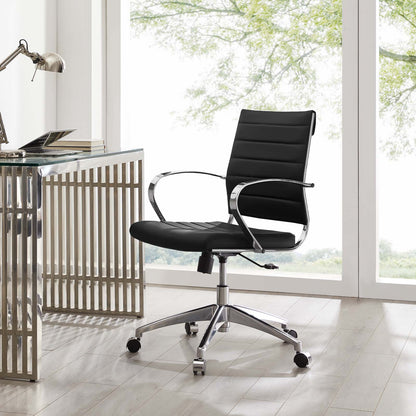Jive Mid Back Office Chair, Faux Leather, Black, 19318