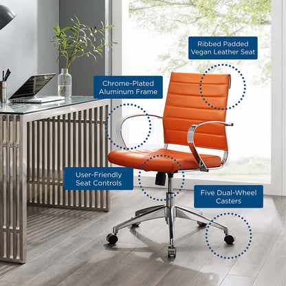 Jive Mid Back Office Chair, Faux Leather, Orange, 19321