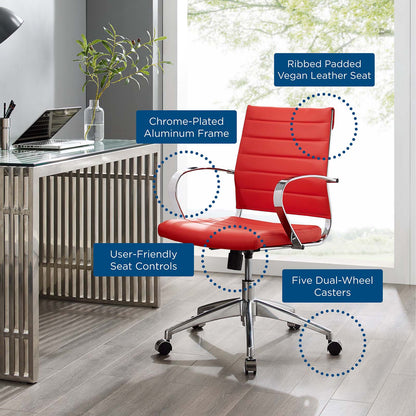 Jive Mid Back Office Chair, Faux Leather, Red, 19322