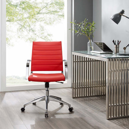 Jive Mid Back Office Chair, Faux Leather, Red, 19322