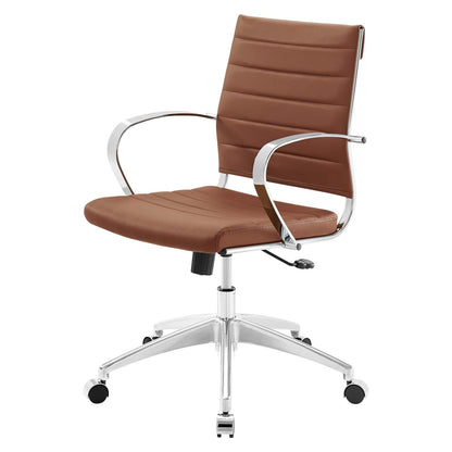 Jive Mid Back Office Chair, Faux Leather, Red Brown, 19323