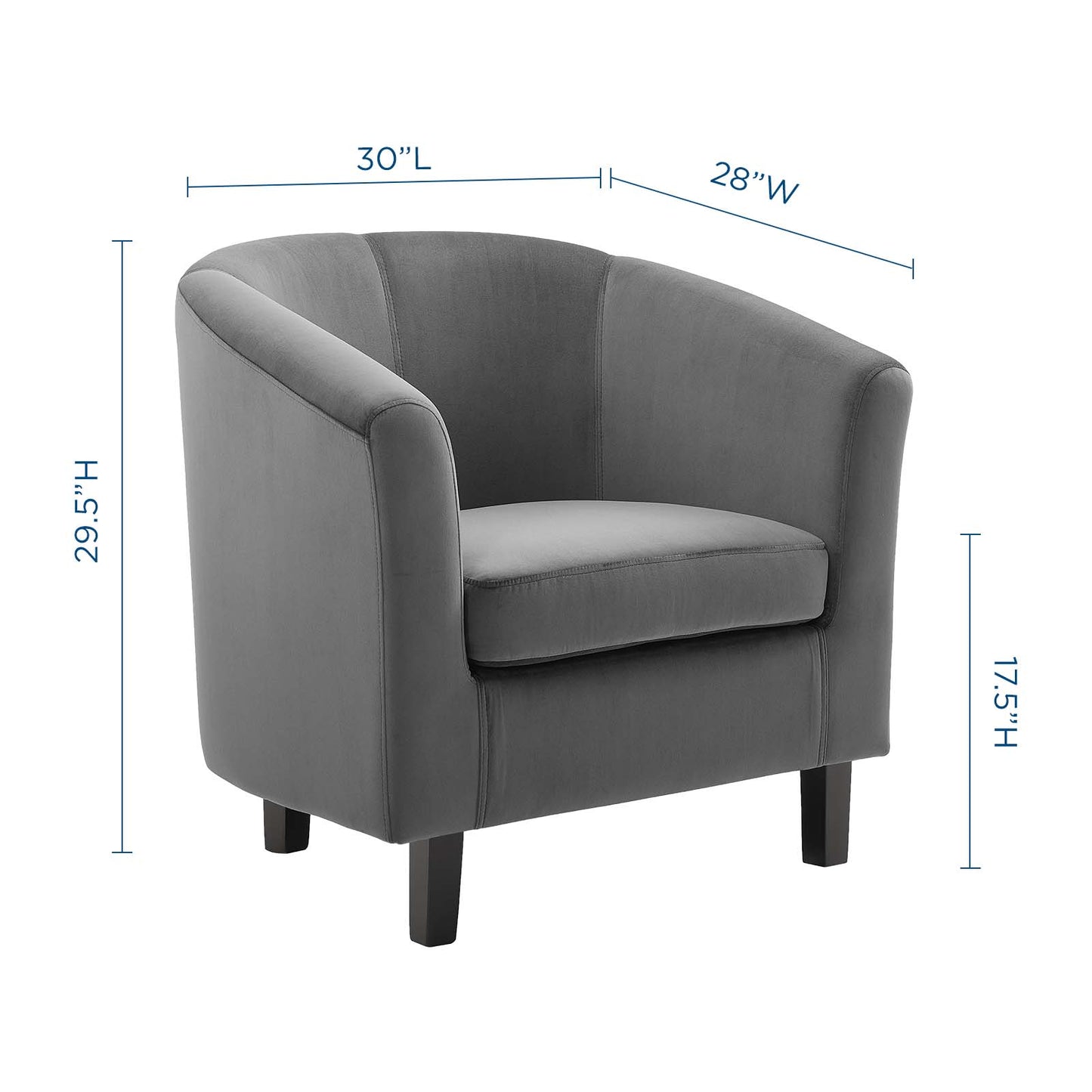 Prospect Performance Velvet Armchair, Velvet, Dark Grey Gray, 19325