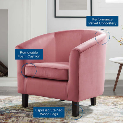 Prospect Performance Velvet Armchair, Velvet, Pink, 19326
