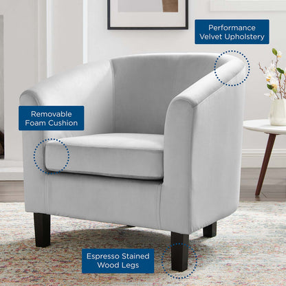 Prospect Performance Velvet Armchair, Velvet, Light Grey Gray, 19328