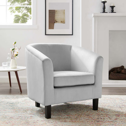 Prospect Performance Velvet Armchair, Velvet, Light Grey Gray, 19328