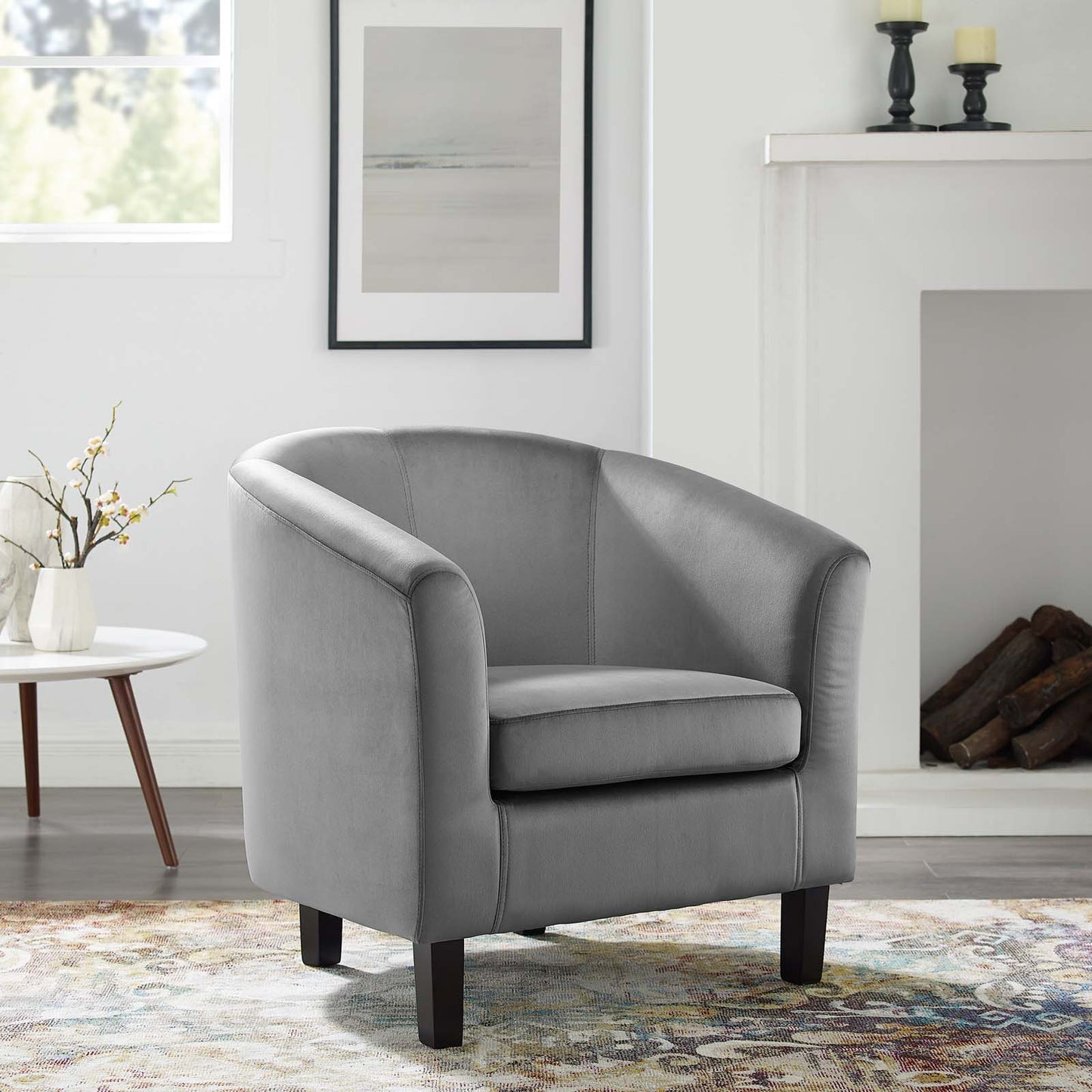 Prospect Performance Velvet Armchair, Velvet, Light Grey Gray, 19328