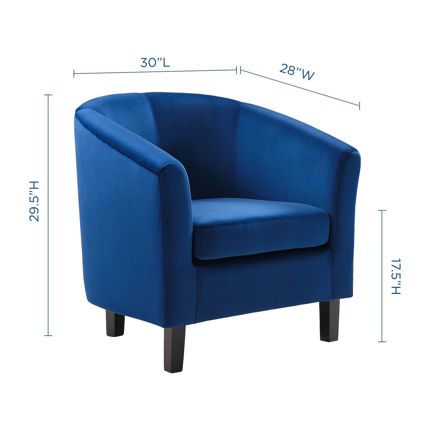 Prospect Performance Velvet Armchair, Velvet, Blue Navy, 19329
