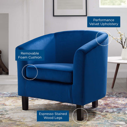 Prospect Performance Velvet Armchair, Velvet, Blue Navy, 19329