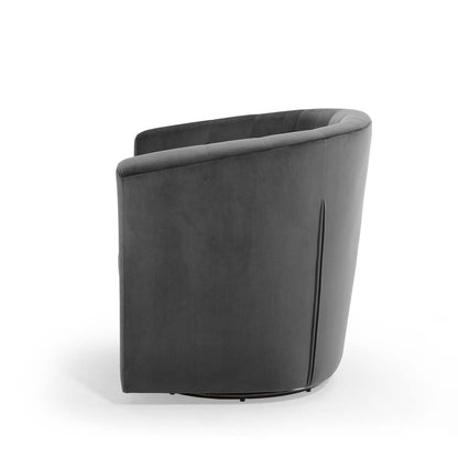 Prospect Tufted Performance Velvet Swivel Armchair, Velvet, Dark Grey Gray, 19332