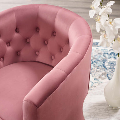 Prospect Tufted Performance Velvet Swivel Armchair, Velvet, Pink, 19333