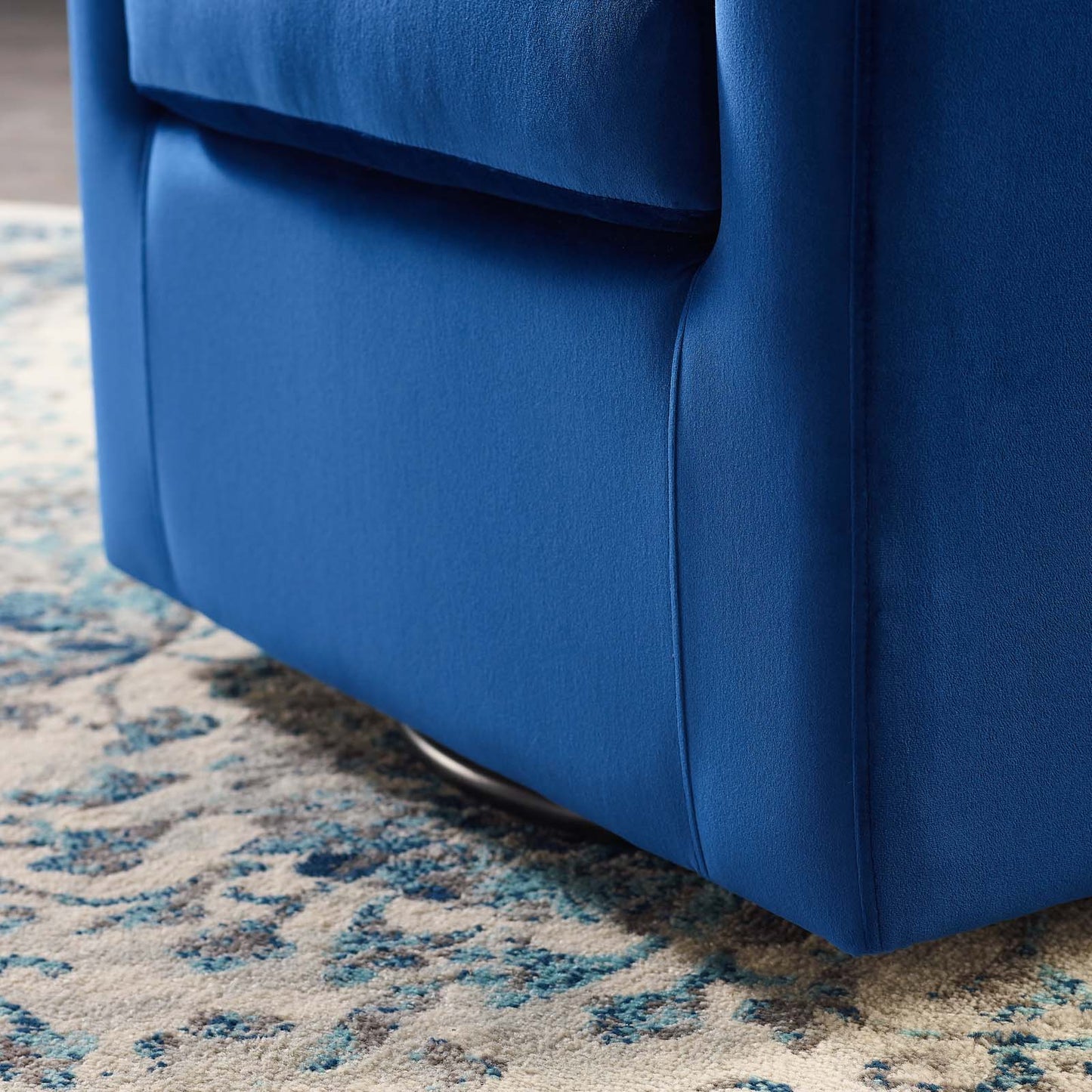 Prospect Tufted Performance Velvet Swivel Armchair, Velvet, Blue Navy, 19336