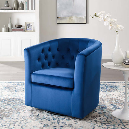 Prospect Tufted Performance Velvet Swivel Armchair, Velvet, Blue Navy, 19336