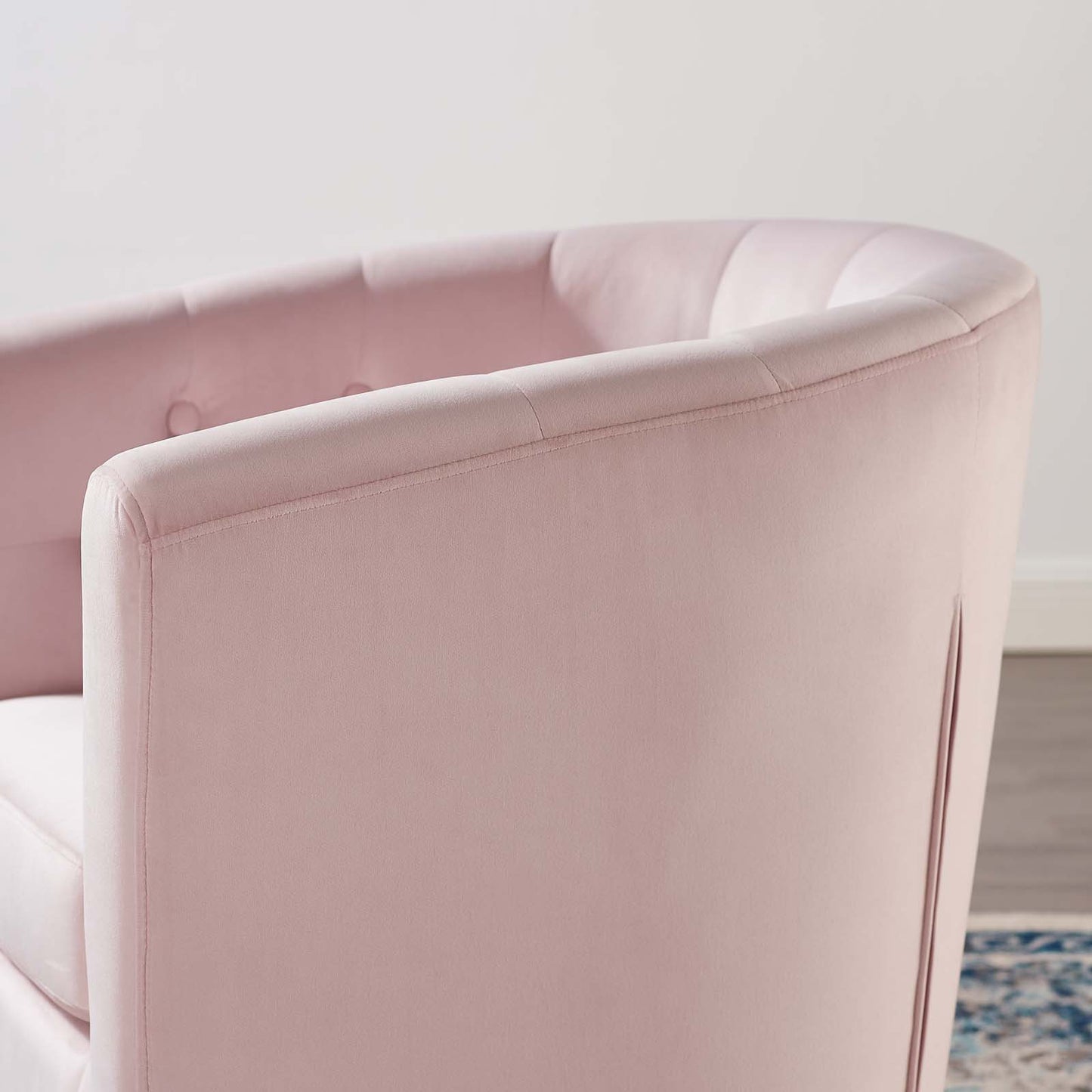 Prospect Tufted Performance Velvet Swivel Armchair, Velvet, Pink, 19337