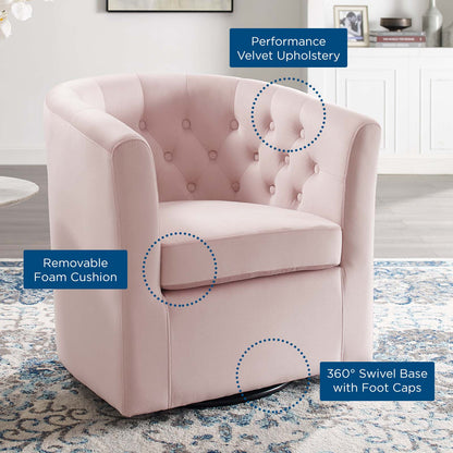 Prospect Tufted Performance Velvet Swivel Armchair, Velvet, Pink, 19337