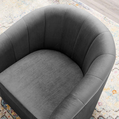 Prospect Performance Velvet Swivel Armchair, Velvet, Dark Grey Gray, 19339