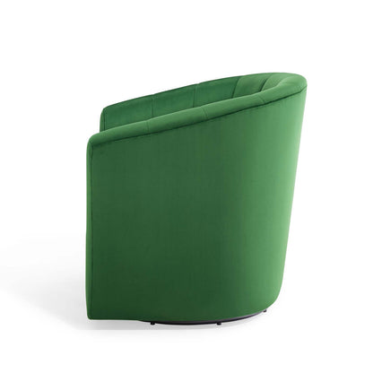 Prospect Performance Velvet Swivel Armchair, Velvet, Green, 19341