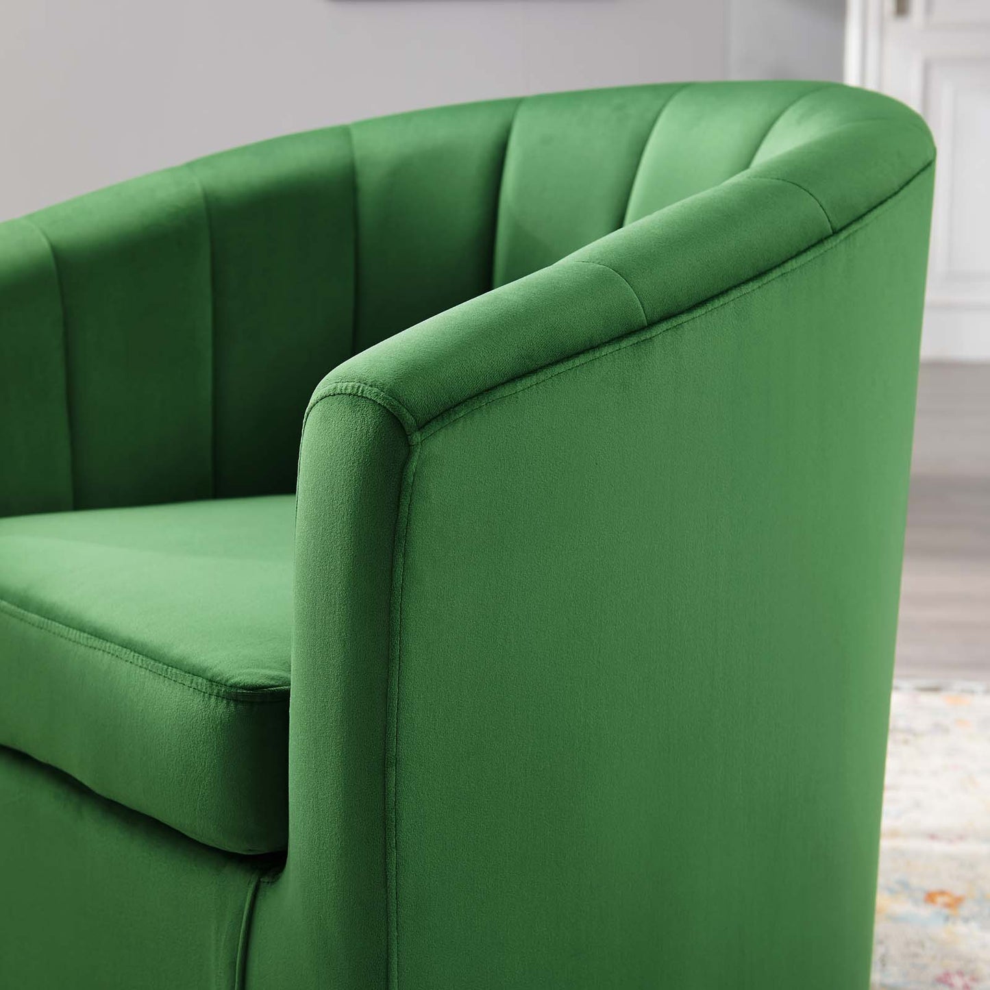 Prospect Performance Velvet Swivel Armchair, Velvet, Green, 19341