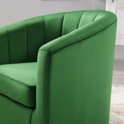 Prospect Performance Velvet Swivel Armchair, Velvet, Green, 19341