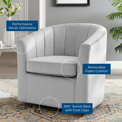 Prospect Performance Velvet Swivel Armchair, Velvet, Light Grey Gray, 19342
