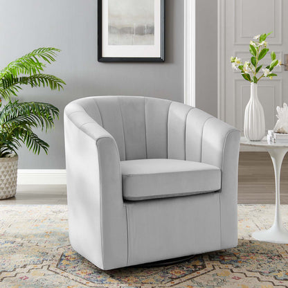 Prospect Performance Velvet Swivel Armchair, Velvet, Light Grey Gray, 19342