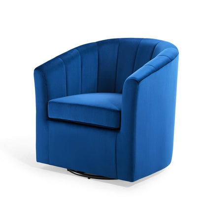 Prospect Performance Velvet Swivel Armchair, Velvet, Blue Navy, 19343