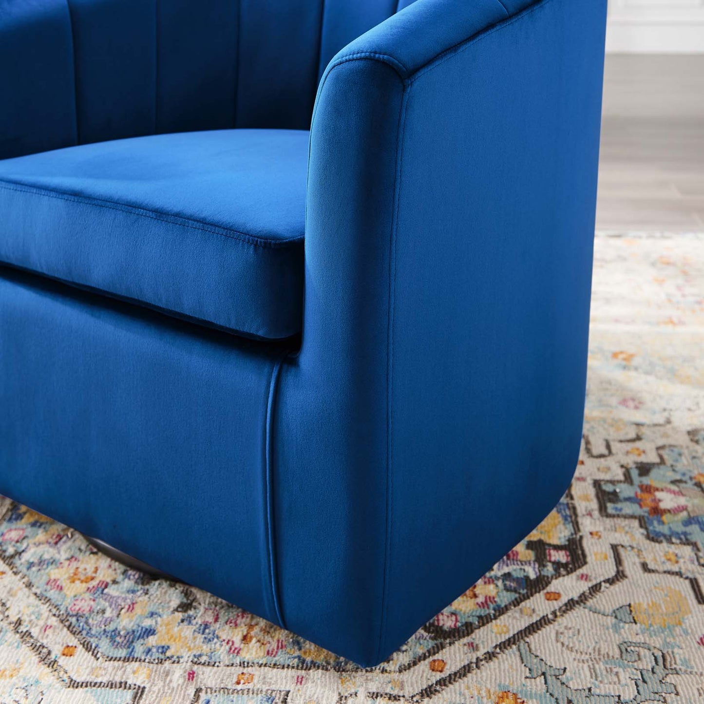 Prospect Performance Velvet Swivel Armchair, Velvet, Blue Navy, 19343
