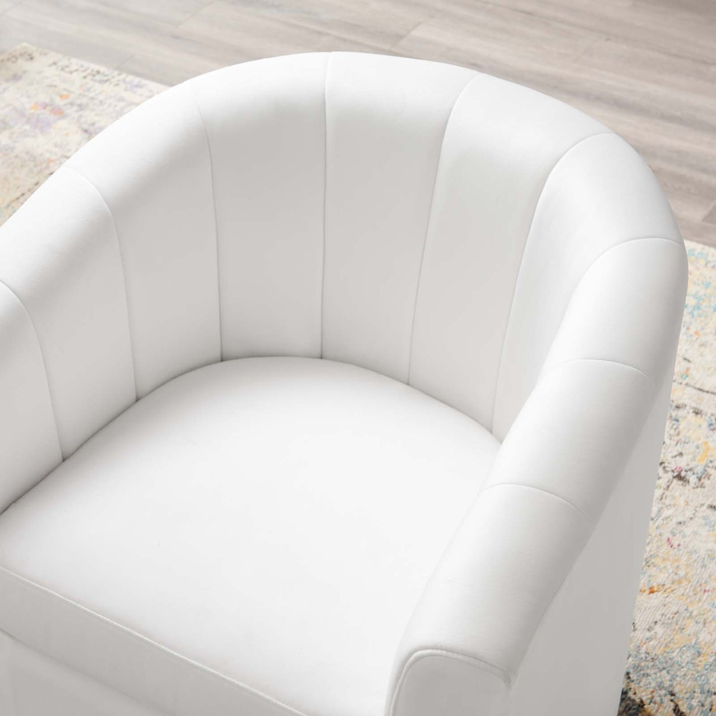 Prospect Performance Velvet Swivel Armchair, Velvet, White, 19345