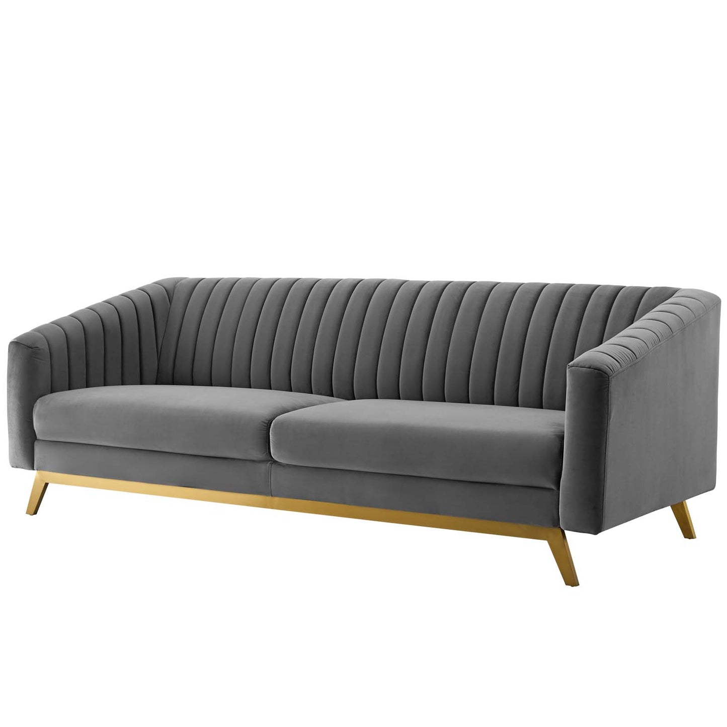 Valiant Vertical Channel Tufted Upholstered Performance Velvet 3 Piece Set, Velvet, Grey Gray, 19348