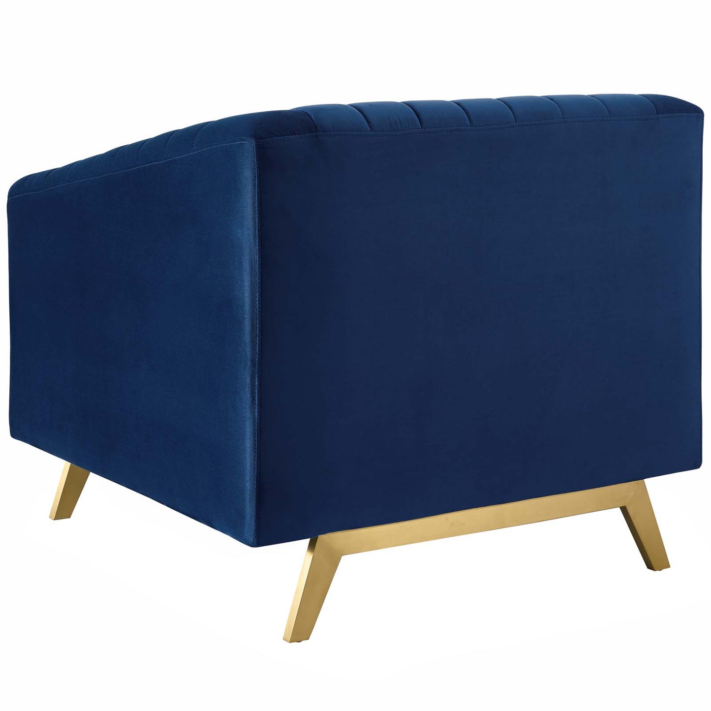 Valiant Vertical Channel Tufted Upholstered Performance Velvet Armchair Set of 2, Velvet, Blue Navy, 19351