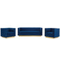 Sanguine 3 Piece Vertical Channel Tufted Upholstered Performance Velvet Set, Velvet, Blue Navy, 19357